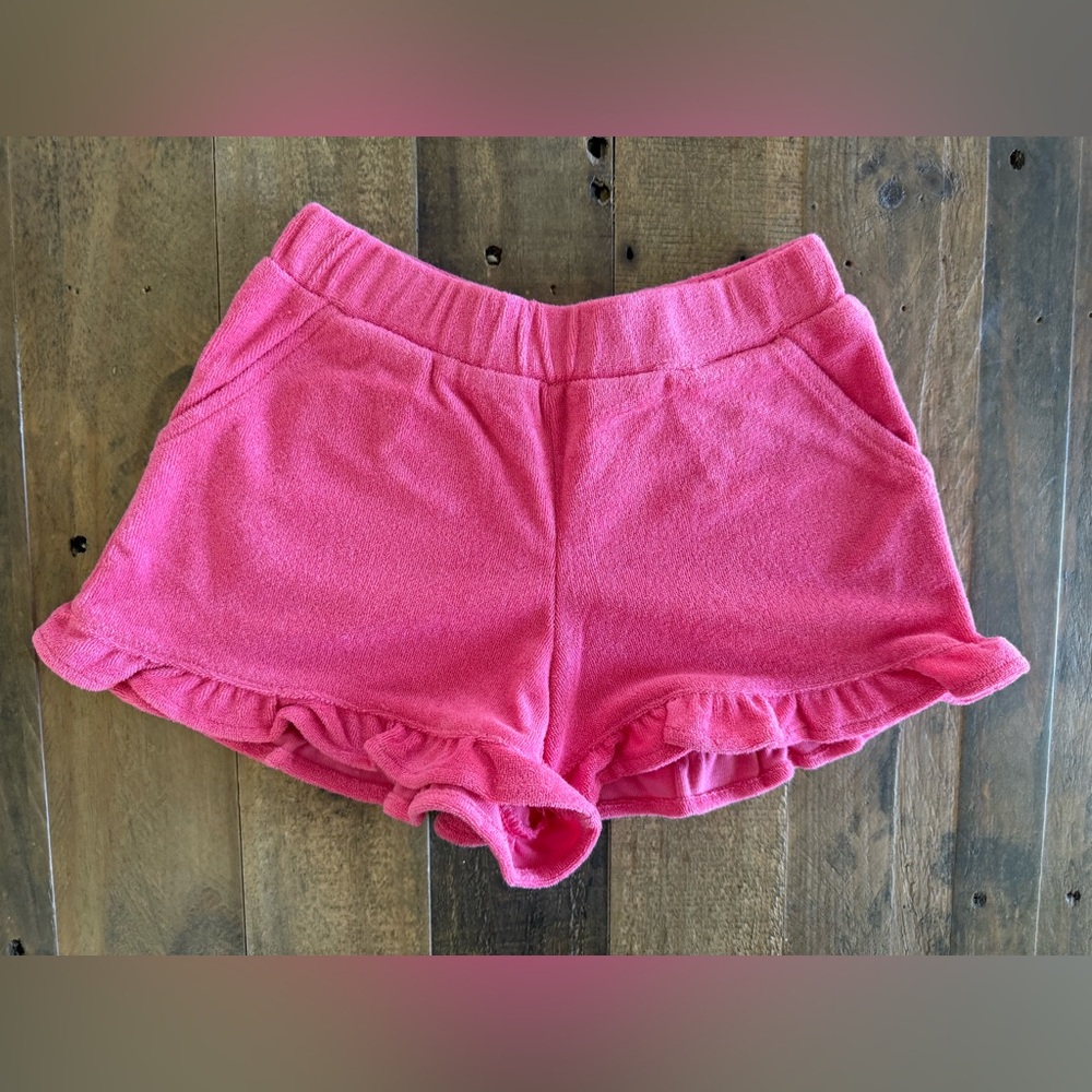 Mini Boden - Frill Hem Towelling Short - Rose Pink, 5y